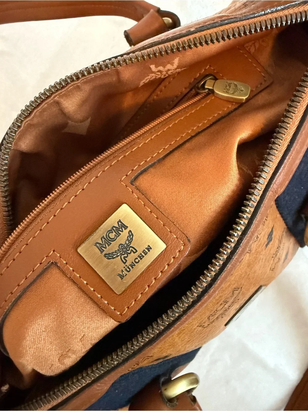 MCM Cognac Visetos | Boston bag